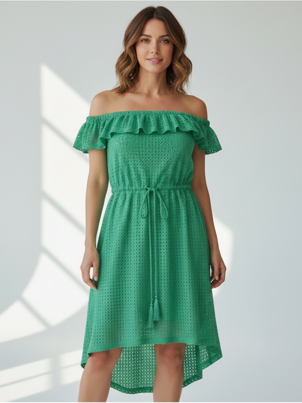 OP Green Off-Shoulder Eyelet Tie-Waist Swim Coverup NWT Small